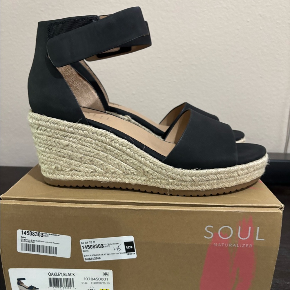 SOUL Naturalizer Women's Black Oakley Wedge Sandals Size 8.5M NIB - Picture 8 of 14